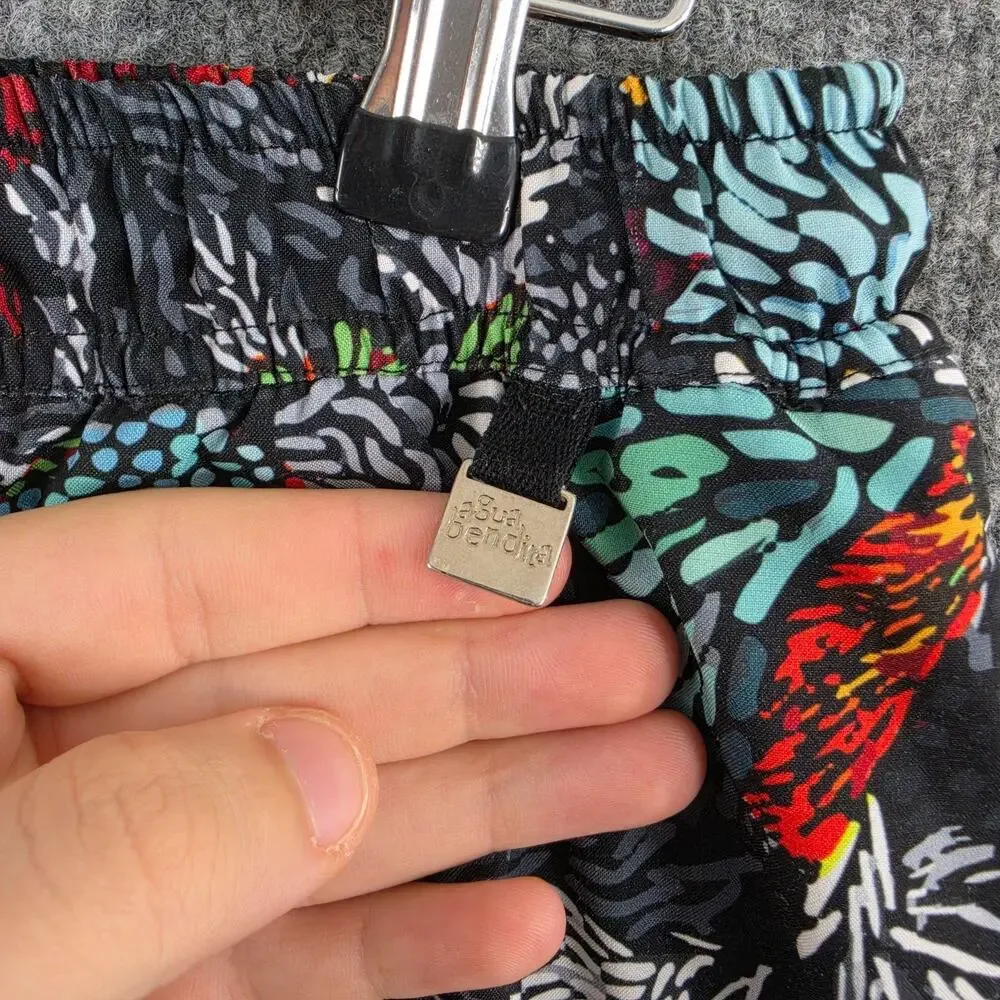 Agua Bendita Swim Trunks Men 36 Short Tropical Floral Multi Lined Beach Pool